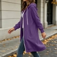 thumbnail image 5 of WIZUTIZ Women's Solid Color Oversized Zip Up Hoodie Long Coat Long Sleeve Pockets Loose Fit Casual Winter Warm Sweatshirt Outerwear, 5 of 7
