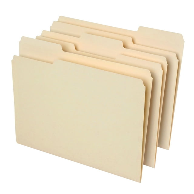 Office Depot File Folders, 1/3 Cut, Letter Size, 30 Recycled, Manila