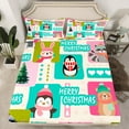 thumbnail image 2 of Castle Fairy Penguin Bear 4-Piece King Kids’ Christmas Cartoon Animal Microfiber Bed Sheets, 2 of 7