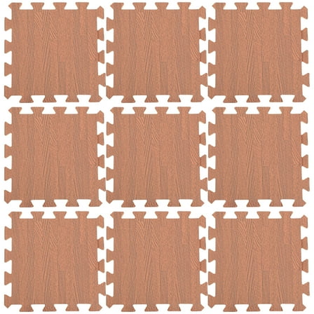 CRILSTYLEO Interlocking Floor Mats Waterproof EVA Foam Brown 12Pcs Non-Slip Tiles