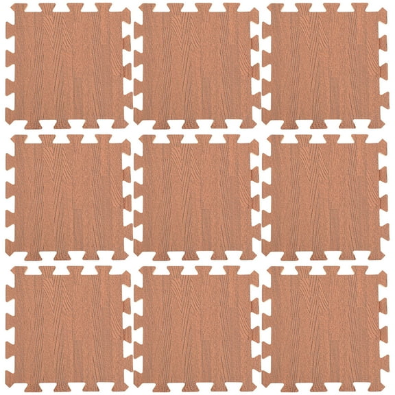 CRILSTYLEO Interlocking Floor Mats Waterproof EVA Foam Brown 12Pcs Non-Slip Tiles