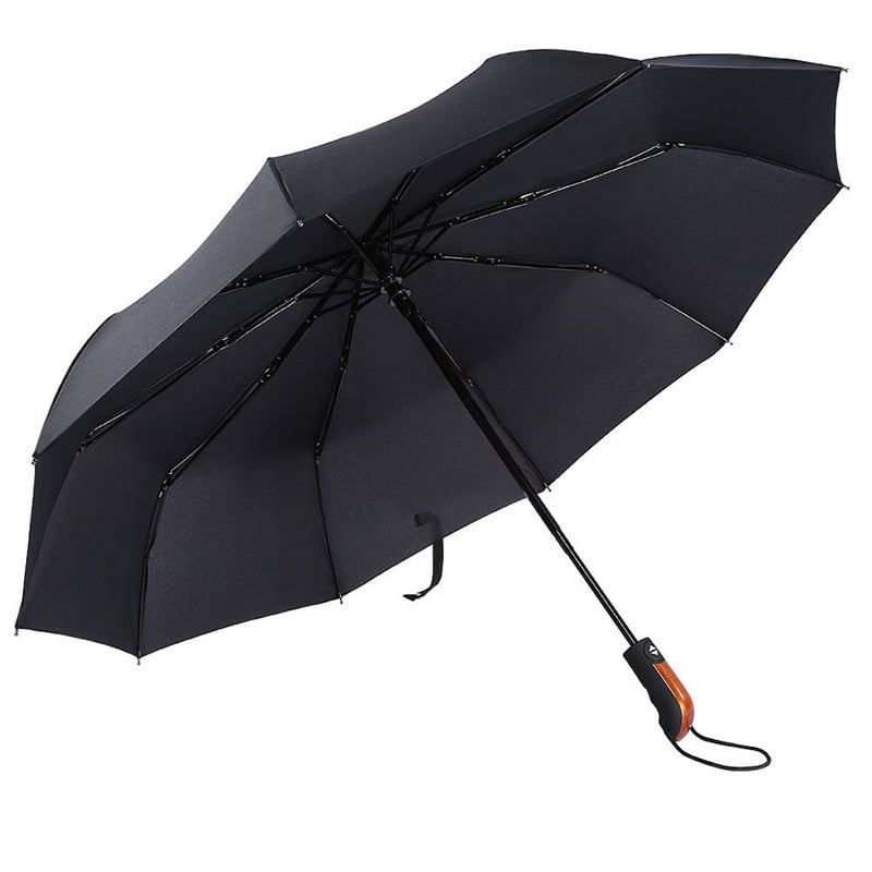 Umbrella Windproof Reinforced Frame Auto Open Close Rain Heavy Duty  Black 