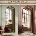 thumbnail image 6 of BEAUTYPEAK 72"x24" Full Length Mirror with Baroque Flower Head Design Wall-Mounted Mirror,Gold, 6 of 9
