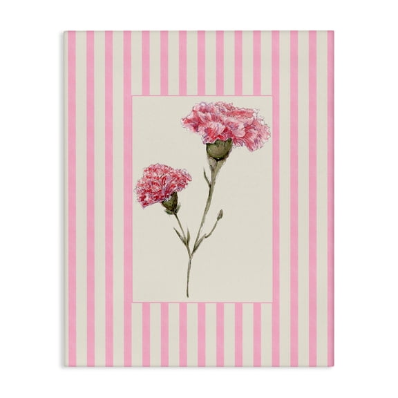 Pink Stripe Carnation Canvas Wall Art, design by Lisa Wehmeyer