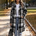 thumbnail image 6 of Tqcoqu Long Wool Blend Jacket for Women, Hooded Plaid Coat Oversized Button Down Shacket 2026 Fall Winter Casual Warm Trench Coats, 6 of 10