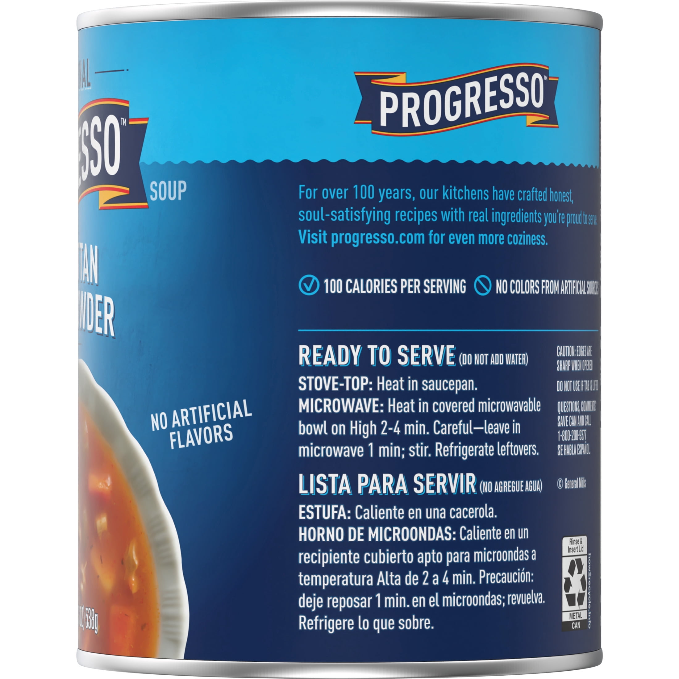 (4 pack) Progresso Traditional, Manhattan Clam Chowder Canned Soup, Gluten Free, 19 oz.