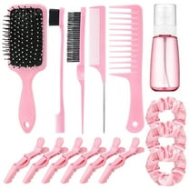 Uooglle 15 Pcs Slick Back Hair Brush Set for Women - Edge Brush, Fine Mist Spray Bottle, Rat Tail Comb & Hair Clips