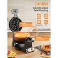thumbnail image 4 of FOHERE 2-in-1 Waffle Maker & Omelette Maker, 1400W 180° Flip Rotating & Nonstick Pans, Black, New, 4 of 11