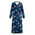 thumbnail image 6 of POLERO Winter Nightgowns for Women Long Sleeve Blue Neon Butterfly Print Button Down Long Warm Nightdress Soft Sleepwear Night Gown Comfy Loungewear, 3XL, 6 of 7