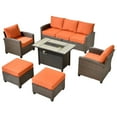 thumbnail image 2 of Ovios 6 Pieces Patio Furniture Set All-Weather Outdoor Sectional Patio Sofa Wicker Rattan Conversation Set with 42" Gas Propane Fire Pit Table for Backyard, 2 of 9