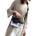 thumbnail image 4 of Black Bolso de moda para mujer, bolso de hombro de cuero de Pu con patrón de Piano, bolso cruzado pequeño para niñas, 4 of 5