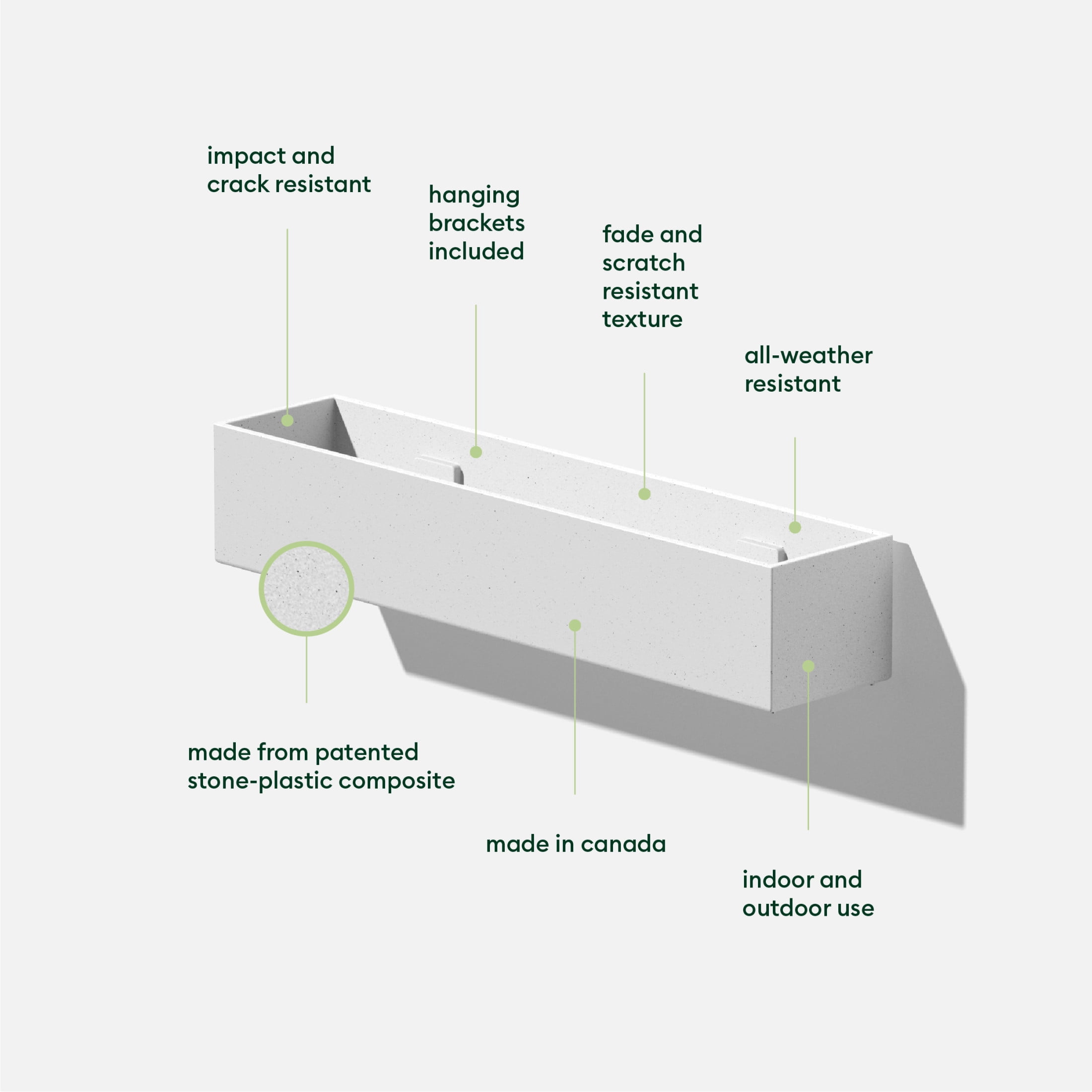 Veadek Geo Series Short Hanging 16" Planter - 2-Pack White