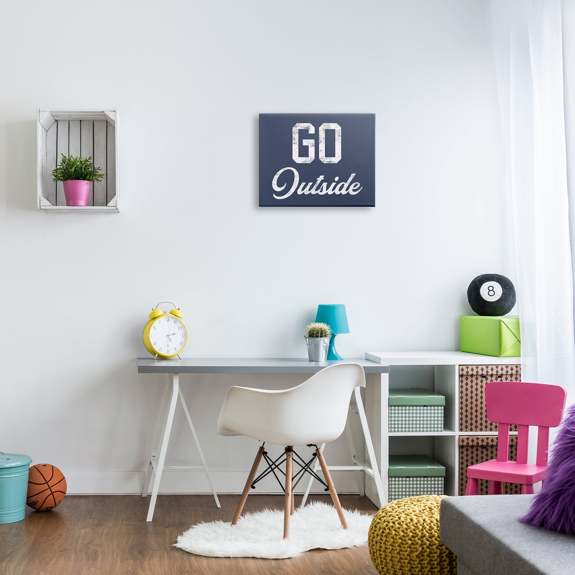 Stupell Industries Go Outside Kids Vintage Text Phrase Design Graphic Art Gallery Wrapped Canvas Print Wall Art, Design by Daphne Polselli