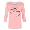 thumbnail image 4 of XuJwPNcy Valentines Shirts for Women Dressy 3/4 Sleeve Crew Neck Hearted Printed Tops Cute Tunic Tops Casual T Shirt, 4 of 5