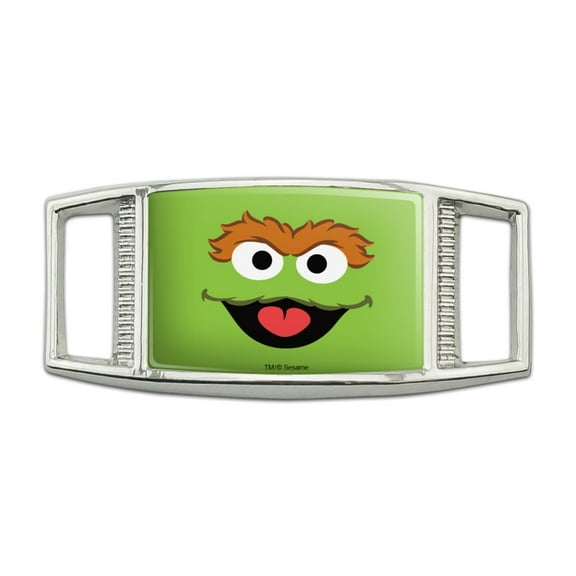 Sesame Street Oscar the Grouch Face Rectangular Shoe Shoelace Shoe Lace Tag Runner Gym Charm Decoration