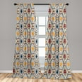 thumbnail image 5 of Ambesonne Boho Curtains, Chevrons Strips and Dots Print, Pair of 28"x95", Orange Burgundy, 5 of 5