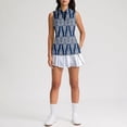 thumbnail image 5 of IYYVV Polo Shirts for Women Golf Workout Collared V Neck Sleeveless Top Zip Up Gym Tennis Shirt Active Summer Athletic Tops Blue XL, 5 of 7