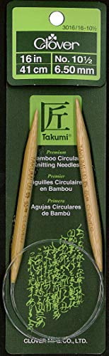 Clover 3016/16-10.5 Takumi Bamboo Circular 16-inch Knitting Needles, Size 10.5