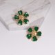 thumbnail image 3 of Pendientes de moda con forma de flor, pendientes de aleación, joyería para mujer y niña (verde), 3 of 3
