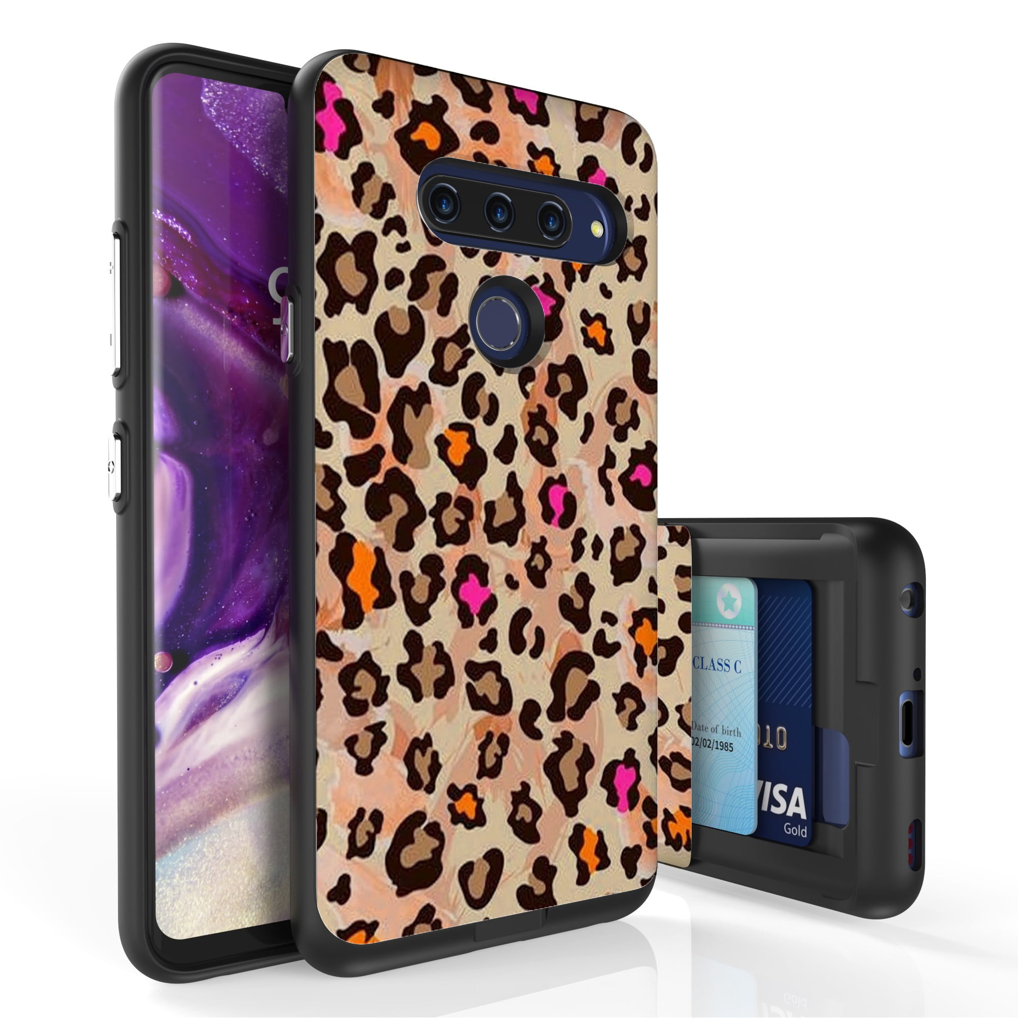 LG V40 ThinQ Case, PimpCase Slim Wallet Case + Dual Layer Card Holder