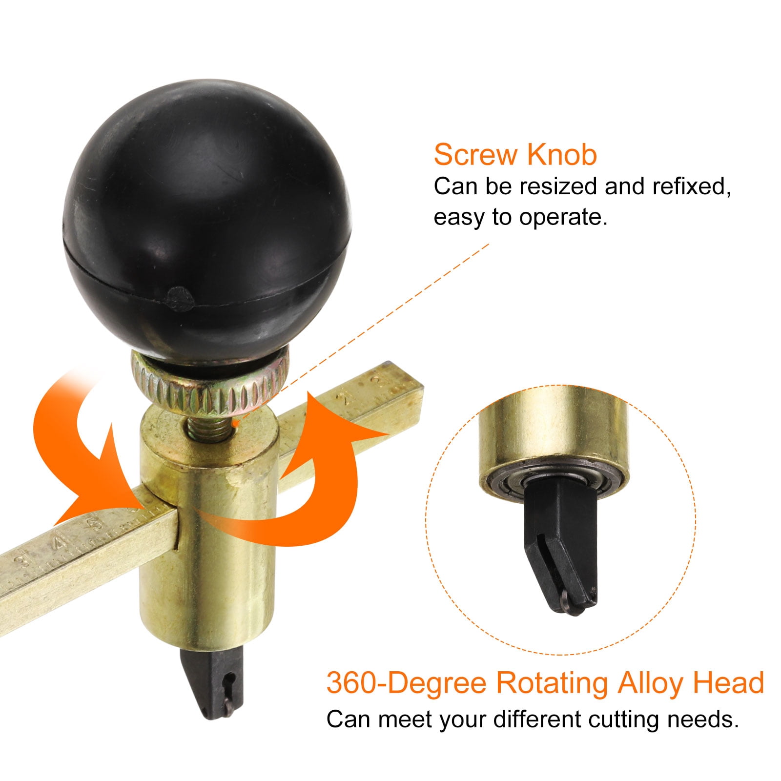 Single Wheel Circular Glass Cutter 35-600mm/1.4"-23.6" Adjustable with Suction Cup for Glass