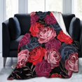 thumbnail image 4 of Red Rose Heart Throw Blanket, Fluffy Soft Cozy Blanket Flannel Plush Microfiber Couch Throw, 50"x40", 4 of 8