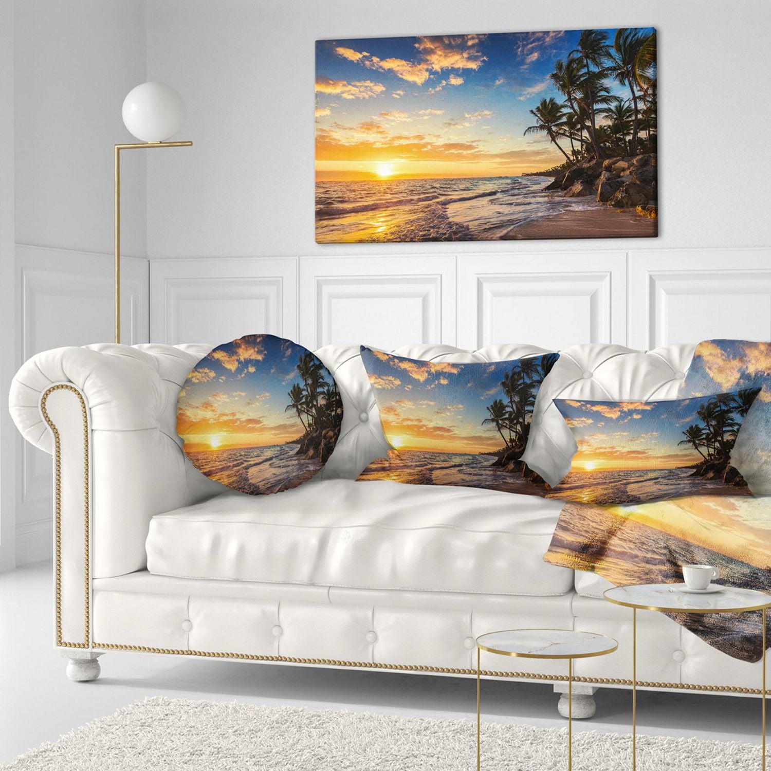 Designart Paradise Tropical Island Beach avec des palmiers Art mural sur toile