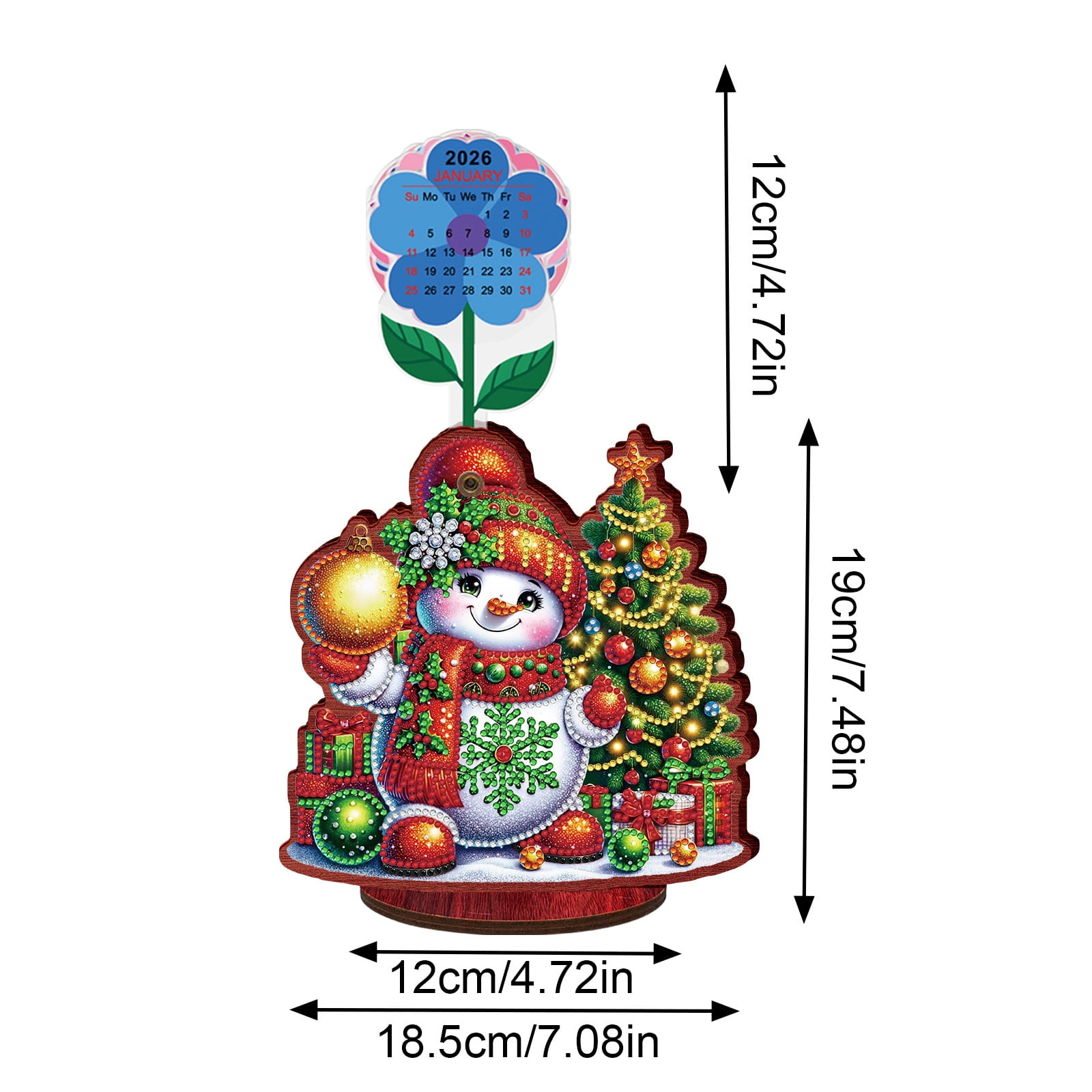 FLOPESN 2026-2027 Wooden Desktop Calendar DIY Diamond Art Painting Kits,Creative Design PVC Insert Home Decor Ornament-2PCS-Christmas