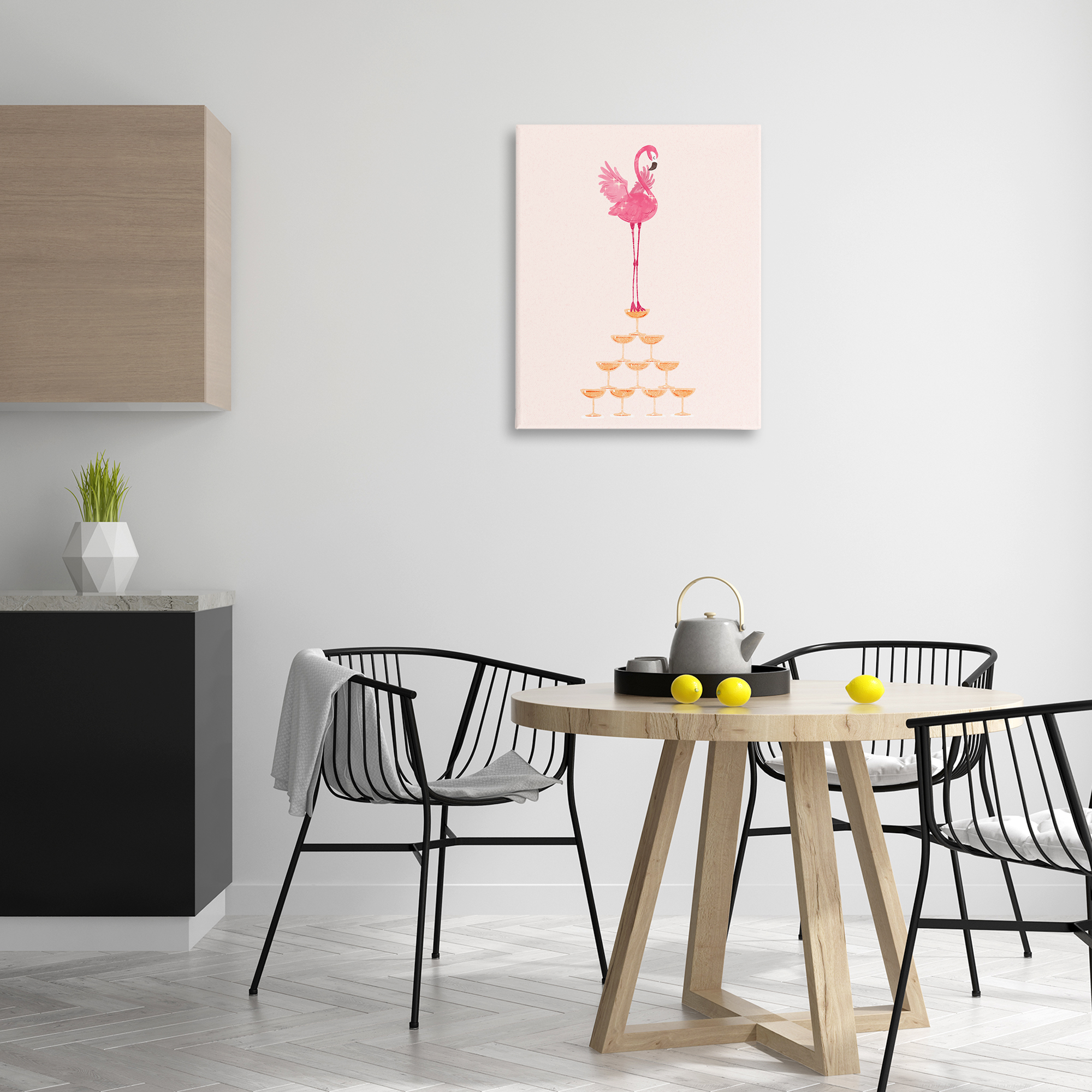 Stupell Industries Balancing Flamingo & Wine Novelty Painting Gallery Wrapped Canvas Art Print Wall Art, 24 x 30
