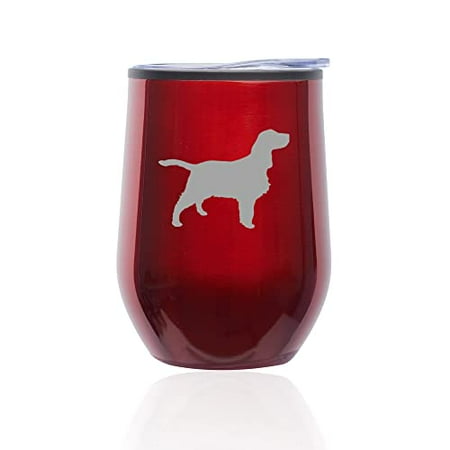 

Stemless Wine Tumbler Coffee Travel Mug Glass with Lid Springer Spaniel (Red)