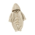 thumbnail image 5 of Qiylii Toddler Knitted Bodysuit, Solid Color Hooded Long Sleeves Rompers, 5 of 9