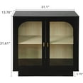 thumbnail image 2 of 31.1-inch Black Modern Tableware Cabinet Buffet Cabinet - 2 Acrylic Glass Doors, Adjustable Shelves and Metal Handles, Corridor, Living Room, Bedroom, 2 of 7