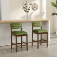 thumbnail image 3 of Guyou Counter Height Bar Stool Set of 2, Velvet Upholstered Kitchen Island Chairs, Modern Farmhouse Wooden Bar Stools for Dining Room Kitchen, Green, 3 of 11