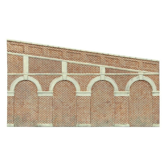 Hornby High Stepped Arched Retaining Walls x 2 (Red Brick)