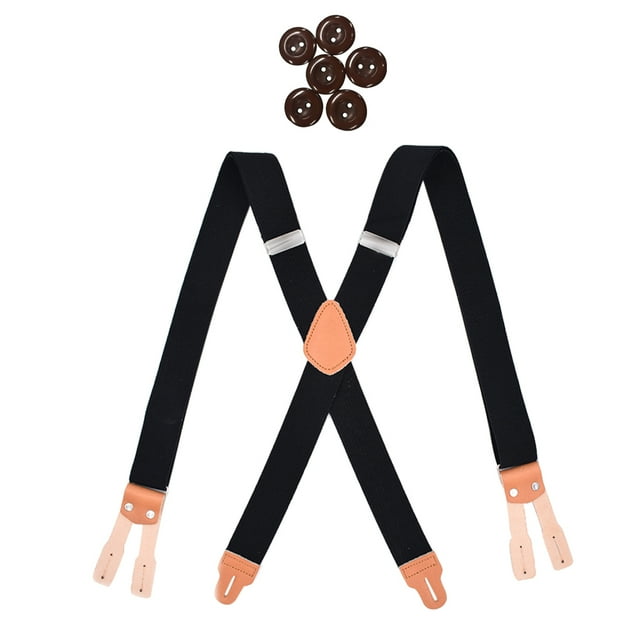Bretelles pour Hommes à Boutons au Dos, Robustes, Élastiques Ajustables, Noires