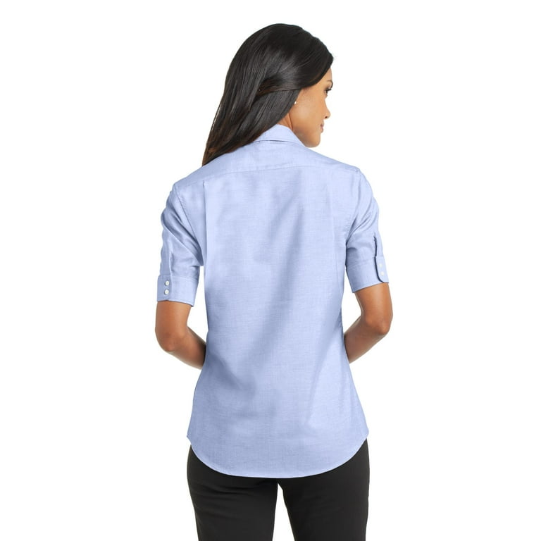 Port Authority Adult Female Women Plain Short Sleeves Shirt Oxford