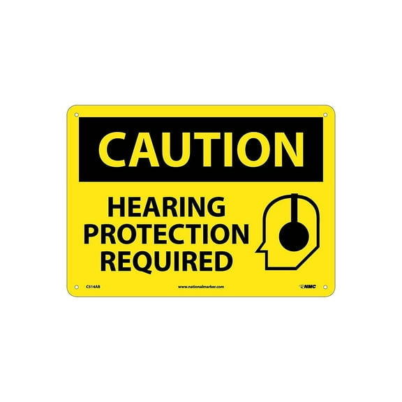 National Marker Caution Signs; Hearing Protection Required Graphic 10X14 .040 Aluminum C514AB