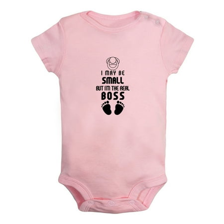 

I May Be Small But I m the Real Boss Funny Rompers For Babies Newborn Baby Unisex Bodysuits Infant Jumpsuits Toddler 0-12 Months Kids One-Piece Oufits (Pink 6-12 Months)