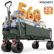Vecukty 51.2" Large Collapsible Folding Wagon Cart, 560 lbs Load Capacity, Heavy-Duty Steel Frame & Oversized Wheels for Grocery Shopping, Camping, Sports, Moving  Gray