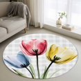 thumbnail image 3 of Colorful Tulips Round Area&nbsp;Rug 3ft Blue Red Yellow Floral Non-Slip&nbsp;Washable Circle Rugs Soft Felt Indoor Floor Mat for Bedroom Kitchen Living Room Bathroom, 3 of 9