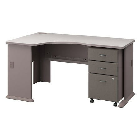 Series A Left Corner Desk With Mobile File Cabinet In Pewter