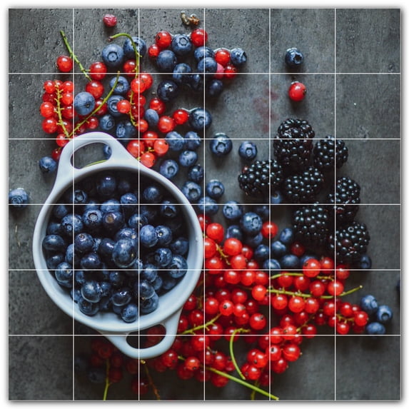 Picture-Tiles.com: Fruit Ceramic Tile Wall Mural WAL500679-66S. 25.5"W x 25.5"H using (36) 4.25" x 4.25" Ceramic Tiles-Satin Finish