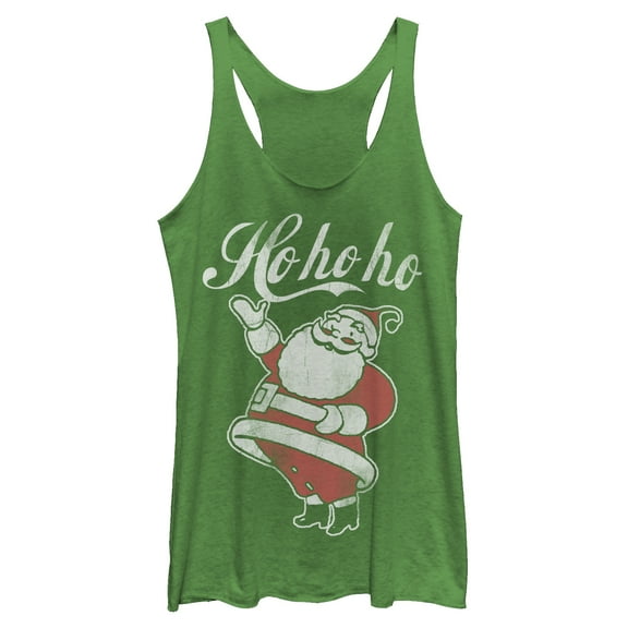 Women's Lost Gods Christmas Santa Classic Ho Ho Ho Racerback Tank Top Envy Green X Large