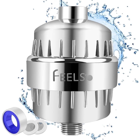 FEELSO Shower Head Filter, 18 Stage Stainless Steel Universal Showerhead Water Filters for Hard Water