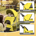 thumbnail image 4 of Magshion 3-Wheel Pet Stroller, Foldable Jogger for Small/Medium Dogs & Cats (33lb Max), Lightweight w/Breathable Mesh, Cup Holder & Basket, Yellow, 4 of 13