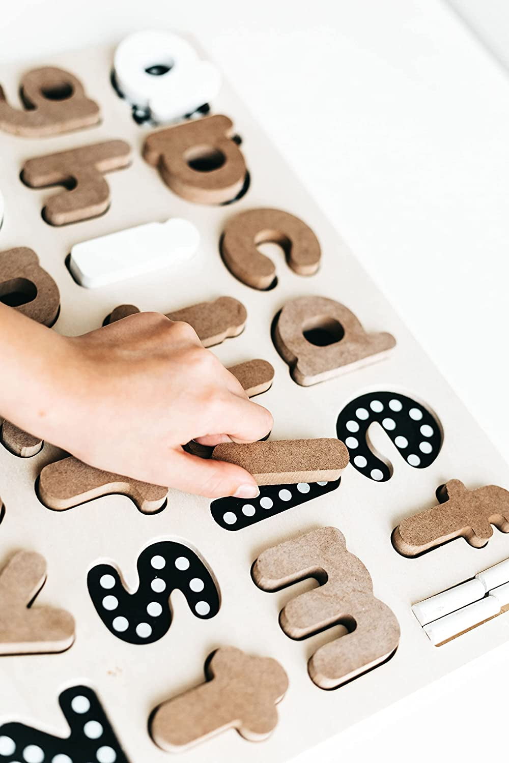 Creative Beginning Wooden Lowercase Alphabet Puzzle for Kids Ages 3-5 with Tracers & Chalkboard Base, ABC Learning Blocks Printing and Letter Matching Educational Toy