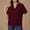Wine, variant on Munlar Womens Tops Summer Brown Shirts Loose Short Sleeve Solid Color V-Neck Blouses 2XL