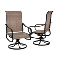 thumbnail image 2 of UDPATIO Patio Swivel Chairs Set of 2, Outdoor Dining Chairs High Back, All Weather Breathable Textilene Outdoor Chairs with Metal Rocking Frame for Lawn Garden Backyard Duck,Brown, 2 of 8