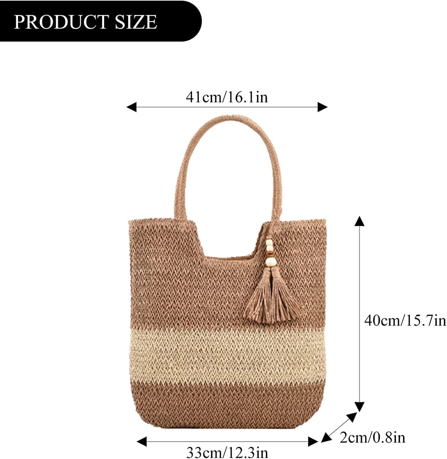 Kukuzhu Women's Woven Straw Beach Tote Handbags, Khaki