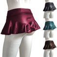 thumbnail image 4 of Women High Waist Bodycon Pu Leather Wet Look Flared Skater Mini Skirt Clubwear, 4 of 8